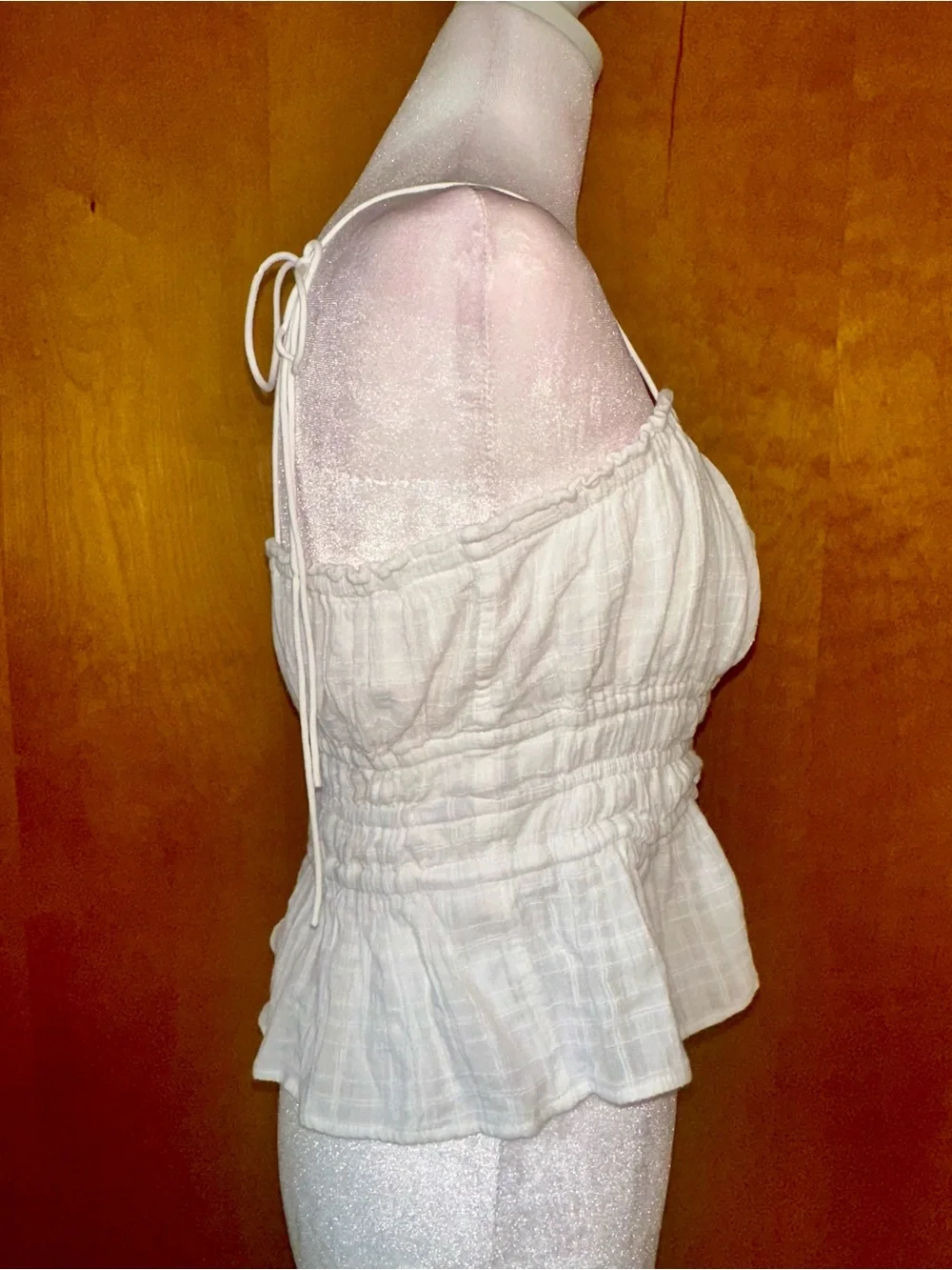 J. Crew Cream Smocked Peplum Cami